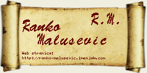 Ranko Malušević vizit kartica